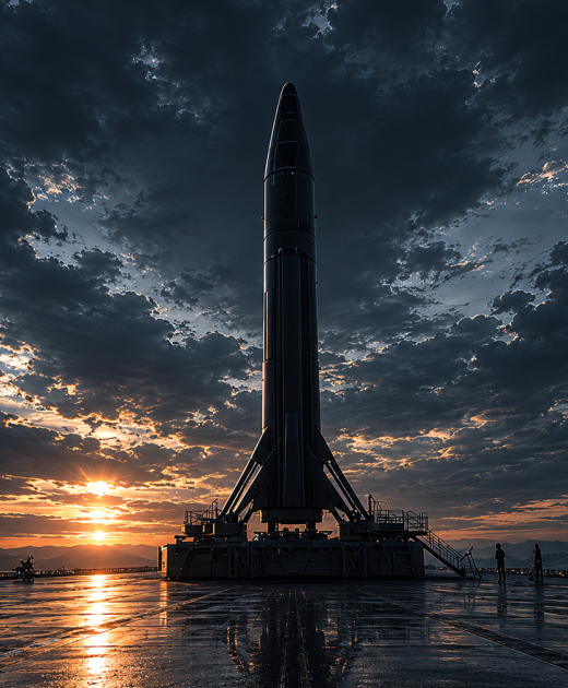 rocket at sunrise chatgpt colorized